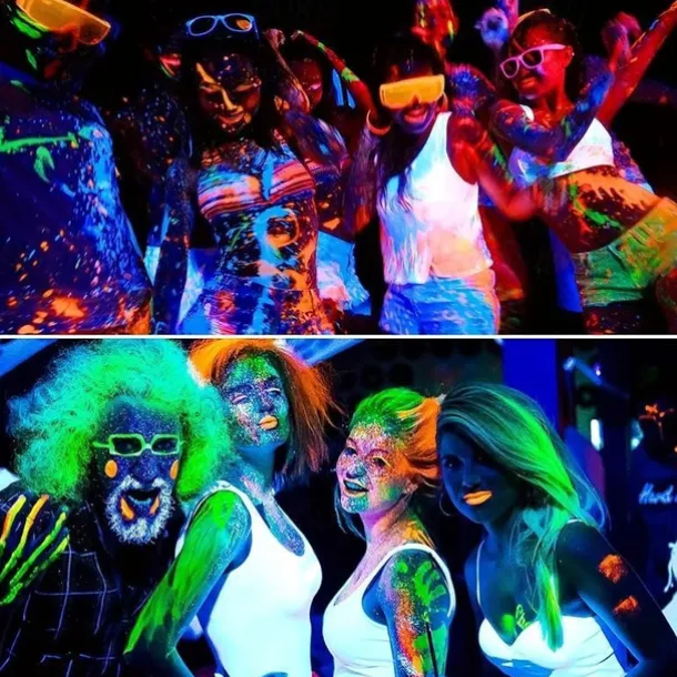 6pcs UV Glow Body and Face Paint Kit - Fluorescent Crayons for Adults - Perfect for Birthday Parties, Halloween, and Masquerades