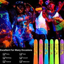 6pcs UV Glow Body and Face Paint Kit - Fluorescent Crayons for Adults - Perfect for Birthday Parties, Halloween, and Masquerades