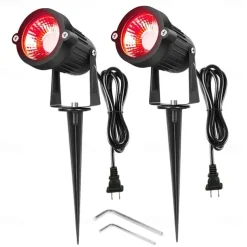 2pcs 5W Outdoor Multicolour Spotlights Waterproof LED Landscape Lights Garden Light Outdoor Lighting Pathway Lights Multicolour Spotlights with Spike Stand EU/US Plug AC85-265V