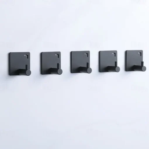 5PCS Wall Hooks for Coats,Stainless Steel Robe Hooks,Wall Mounted Coat Hooks For Bathroom,Bedroom,Kitchen(Black)