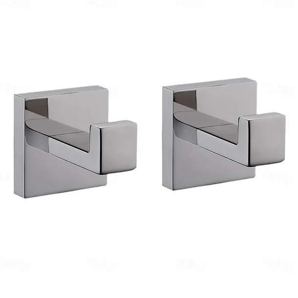2pcs Wall Hooks for Coats,Stainless Steel Robe Hooks,Wall Mounted Coat Hooks For Bathroom,Bedroom,Kitchen(Chrome)