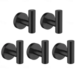 5pcs Wall Hooks for Coats,Stainless Steel Robe Hooks,Wall Mounted Coat Hooks For Bathroom,Bedroom,Kitchen(Black/Chrome/Brushen Nickel/Golden)