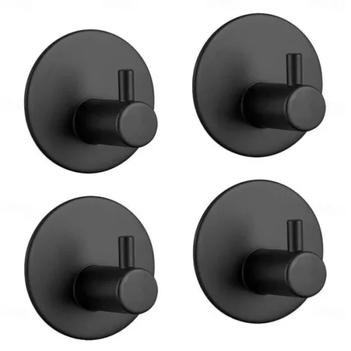 4pcs Wall Hooks Self-adhesive Durable 304 Stainless Steel Wall Hangers Waterproof Rustproof for Kitchen Bathrooms 3M