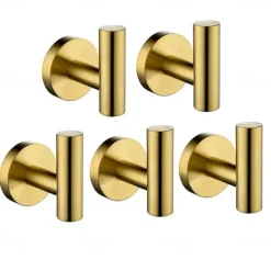 5pcs Wall Hooks Wall Mounted for CoatsStainless Steel Robe Hooks for BathroomBedroomKitchen