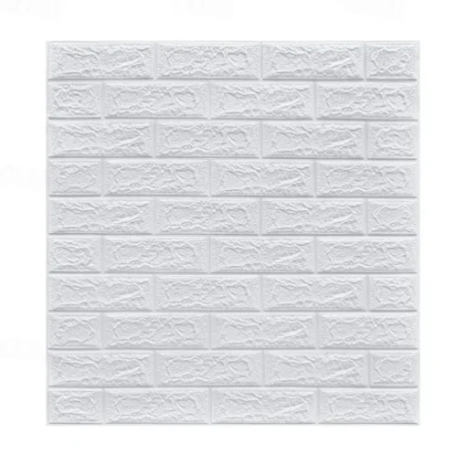 5pcs Wallpaper 3D Brick Self-Adhesive Wall Panels White Modern Waterproof Stone Look Wallpaper Foam Wall Sticker for Bathroom Bedroom Living Room Balcony Kitchen