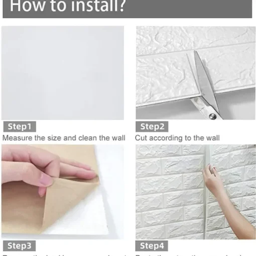5pcs Wallpaper 3D Brick Self-Adhesive Wall Panels White Modern Waterproof Stone Look Wallpaper Foam Wall Sticker for Bathroom Bedroom Living Room Balcony Kitchen