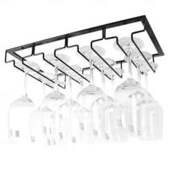 2pcs Wine Glasses Holder Bartender Stemware Hanging Rack Under Cabinet Stemware Organizer Glass Goblet Iron Rack Bar Tool