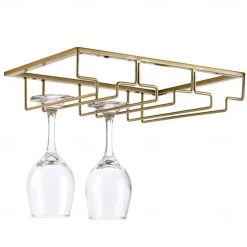 2pcs Wine Glasses Holder Bartender Stemware Hanging Rack Under Cabinet Stemware Organizer Glass Goblet Iron Rack Bar Tool