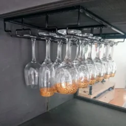 2pcs Wine Glasses Holder Bartender Stemware Hanging Rack Under Cabinet Stemware Organizer Glass Goblet Iron Rack Bar Tool
