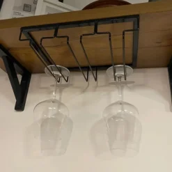 2pcs Wine Glasses Holder Bartender Stemware Hanging Rack Under Cabinet Stemware Organizer Glass Goblet Iron Rack Bar Tool