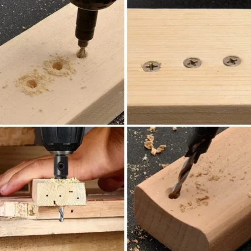 5pcs Woodworking Countersink Drill Bit Set, With 1/4" Hex Shank For DIY Woodworking With One L-Wrench #5 #6 #8 #10 #12
