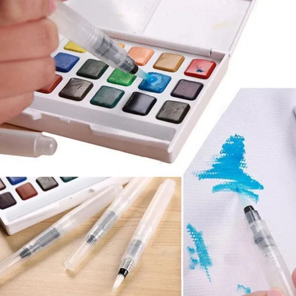3pcs/Lot Refillable Water Brush Ink Pen For Water Color Calligraphy Drawing Painting Illustration Pen Office Stationery