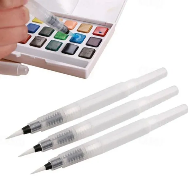 3pcs/Lot Refillable Water Brush Ink Pen For Water Color Calligraphy Drawing Painting Illustration Pen Office Stationery