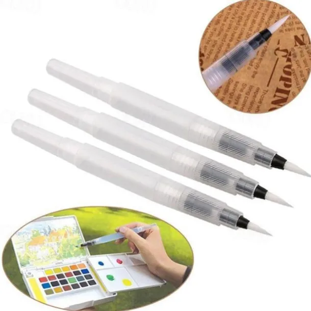 3pcs/Lot Refillable Water Brush Ink Pen For Water Color Calligraphy Drawing Painting Illustration Pen Office Stationery