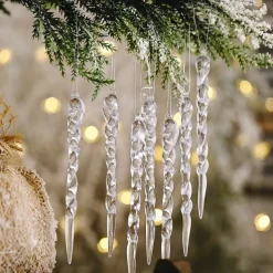 12pcs/1pack Christmas Transparent Icicle Pendant New Christmas Tree Decoration Thread Pendant Tree Ornaments