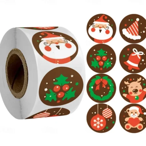 500PCS/Pack 1Inch Merry Christmas Stickers Christmas Tree Elk Candy Bag Sealing Sticker Christmas Gifts Box Label New Year