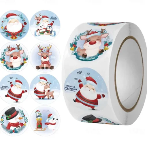 500PCS/Pack 1Inch Merry Christmas Stickers Christmas Tree Elk Candy Bag Sealing Sticker Christmas Gifts Box Label New Year