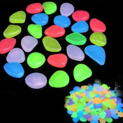 90pcs/pack Outdoor Yard Luminous Stones Garden Pebbles Glow In Dark Fish Tank Aquarium Decoration Natural Crystals Rocks