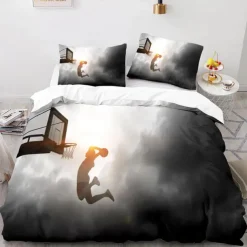 3Pcs/2Pcs Basketball Print Duvet Cover Set Bedding Sets Comforter Cover with Soft Lightweight Microfiber