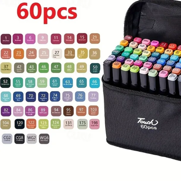 12pcs-262pcs Color Art Markers Double-ended Sketch Markers Set For Drawing Comics Design HalloweenThanksgiving And Christmas Gift