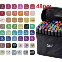 12pcs-262pcs Color Art Markers Double-ended Sketch Markers Set For Drawing Comics Design HalloweenThanksgiving And Christmas Gift