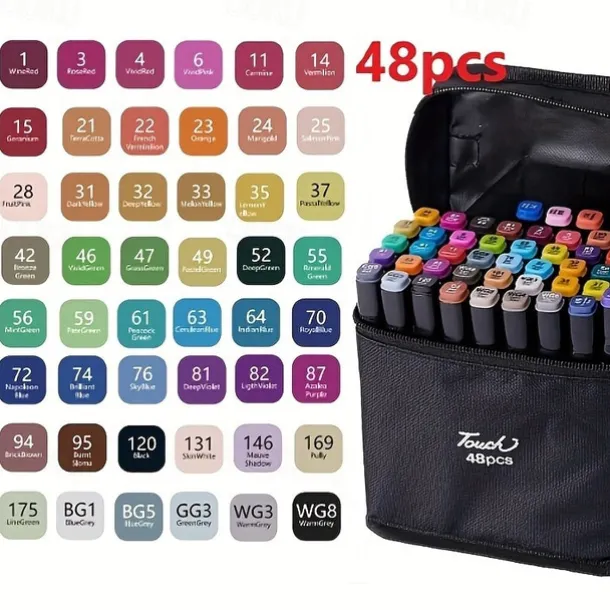 12pcs-262pcs Color Art Markers Double-ended Sketch Markers Set For Drawing Comics Design HalloweenThanksgiving And Christmas Gift