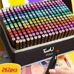 12pcs-262pcs Color Art Markers Double-ended Sketch Markers Set For Drawing Comics Design HalloweenThanksgiving And Christmas Gift