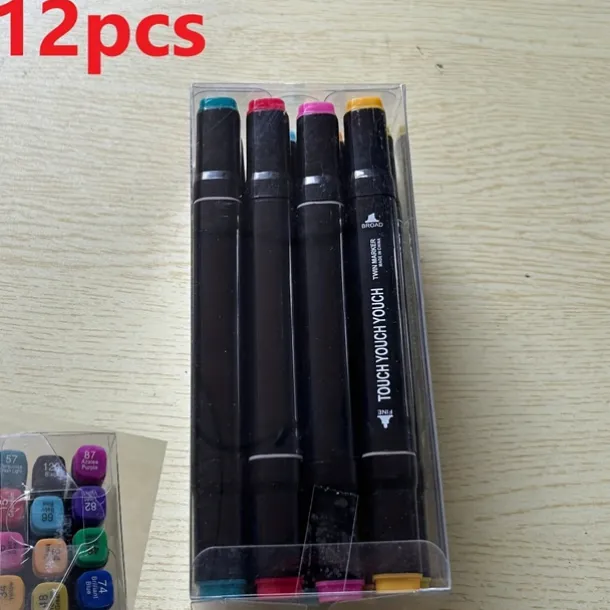 12pcs-262pcs Color Art Markers Double-ended Sketch Markers Set For Drawing Comics Design HalloweenThanksgiving And Christmas Gift