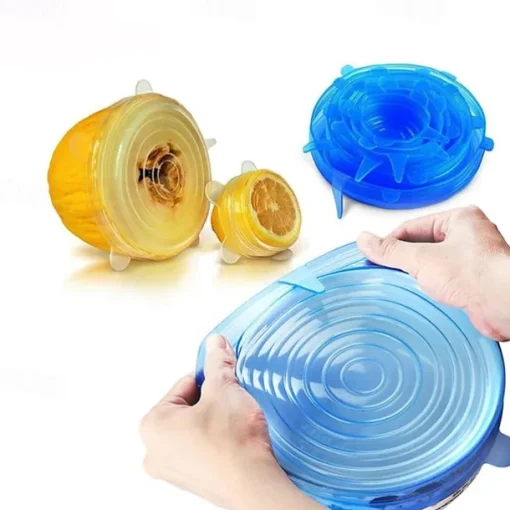 6PCS/12PCS Silicone Stretch Lids Kitchen Tools Accessories Reusable Silicone Adjustable for Fruit Vegetable Bowl Covers Containers Free Keeping Food Fresh