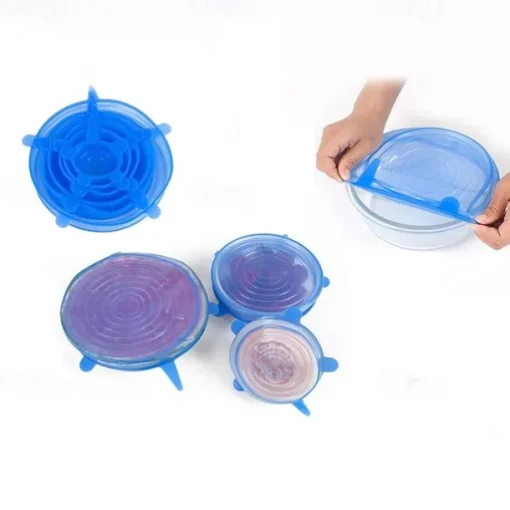 6PCS/12PCS Silicone Stretch Lids Kitchen Tools Accessories Reusable Silicone Adjustable for Fruit Vegetable Bowl Covers Containers Free Keeping Food Fresh