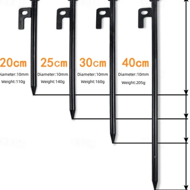 4pcs/6pcs Solid Bold Extended Outdoor Camping Nail Awning Tent Camping with Steel Nail Beach Camp Nail