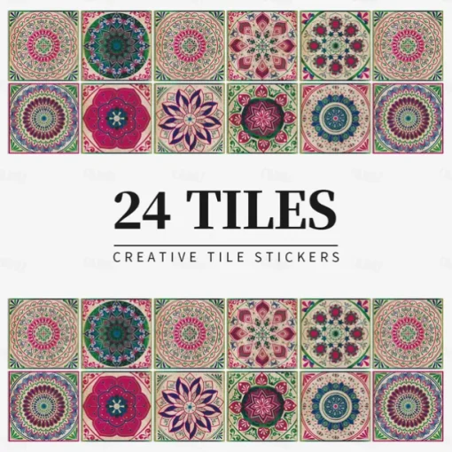 24PCS/48PCS Tile Stickers Creative Kitchen Bathroom Living Room Self-adhesive Wall Stickers Waterproof Fashion Tile Stickers