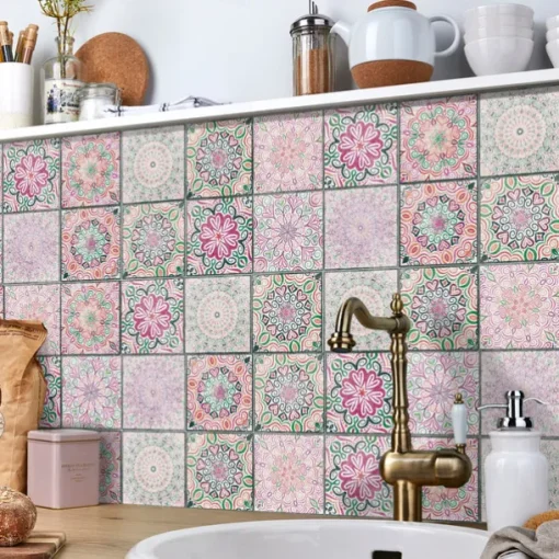 24PCS/48PCS Tile Stickers Creative Kitchen Bathroom Living Room Self-adhesive Wall Stickers Waterproof Fashion Tile Stickers