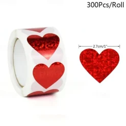 500Pcs/roll Sparkle Heart Stickers Red Love Scrapbooking Adhesive Sticker For Valentines Day Wedding Gift Box Bag Decoration Birthday Mother's Day Women's Day White Valentine's Day Gift