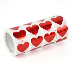 500Pcs/roll Sparkle Heart Stickers Red Love Scrapbooking Adhesive Sticker For Valentines Day Wedding Gift Box Bag Decoration Birthday Mother's Day Women's Day White Valentine's Day Gift