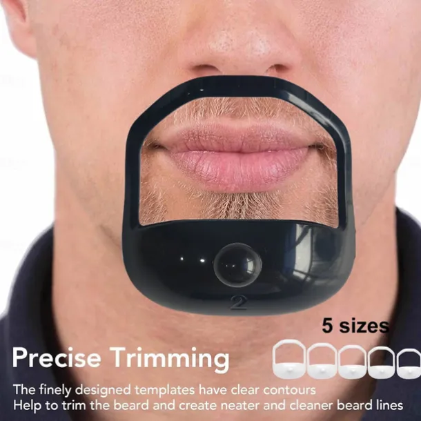 5pcs/set Beard Shaper Goatee Mustache Grooming Tool Face Hair Styling Template for Man - Transparent