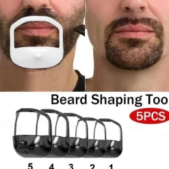 5pcs/set Beard Shaper Goatee Mustache Grooming Tool Face Hair Styling Template for Man - Transparent
