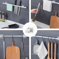 2pcs/set Bright No Drill Curtain Rod Brackets,Self Curtain Rod Holder Hooks Nail-free Adjustable Clamp Hooks Wall Curtain Fixed Clip Hanging Rack Hook Wall Brackets 1-2cm Diameter Curtain Rod Pole