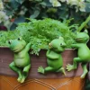 3pcs/set Cute Frog Figurines Hanging Animal Statue, Resin Pot Hanging Climbing Frog Sculpture Outdoor Statues Ornaments Decor For Flower Pot/Fence, Yard Art Figurines For Patio Lawn House