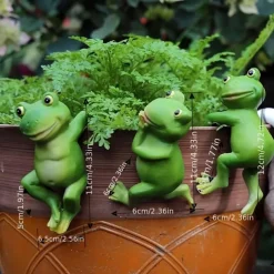 3pcs/set Cute Frog Figurines Hanging Animal Statue, Resin Pot Hanging Climbing Frog Sculpture Outdoor Statues Ornaments Decor For Flower Pot/Fence, Yard Art Figurines For Patio Lawn House