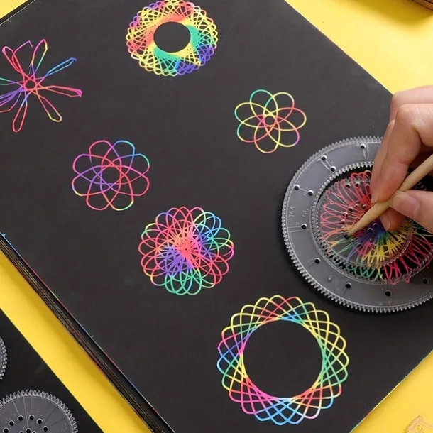 28pcs/set DIY Variety Magic Ruler Colorful Scratch Painting Set Fun Puzzle Magic Hand Copy Drawing Tools