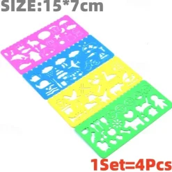4Pcs/set Drawing Toys Tool Baby Kids Stationery Ruler School Painting Supplies Drafting Tool Art Drawing Template Random Color