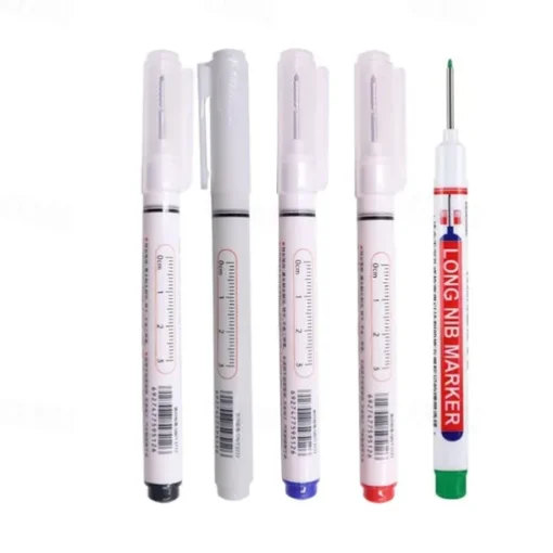 5pcs/set Extended Nib 20MM Red Black Blue White Green Ink Long Head Markers Bathroom Woodworking Decoration Metal Plastic Wood Multi-functional Write Deep Hole Marker Pens