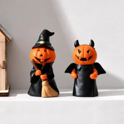 3pcs/set Halloween Pumpkin Ghost Figurine - Resin Car Dashboard Decoration, Spooky Desktop Ornament for Halloween Party & Home Decor