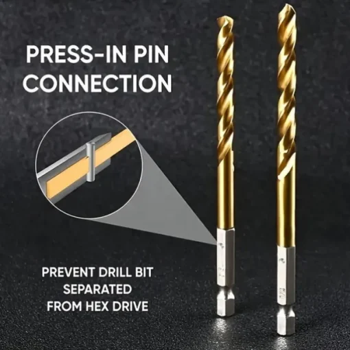 13pcs/set HSS Titanium Coated Drill Bit Set 1/4 Hex Shank 1/16"-1/4" Electric Drill Twist Drill Bit Twist Drill Bit Hex Shank 1.5-6.5mm Hex Handle Twist Drill For Wood, Plastic, Aluminum Alloy, Metal