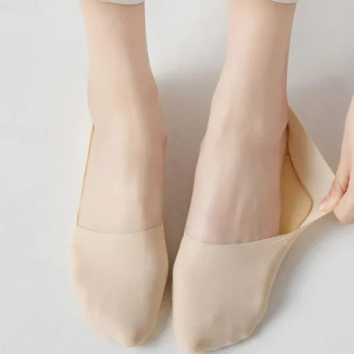 5pcs/set Ice Silk Boat Socks Women's Spring Summer Thin Non-slip Socks Cotton Bottom Socks High Heels Shallow Mouth Invisible Socks