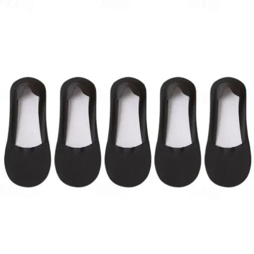 5pcs/set Ice Silk Boat Socks Women's Spring Summer Thin Non-slip Socks Cotton Bottom Socks High Heels Shallow Mouth Invisible Socks