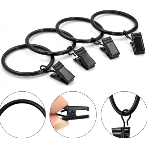 10Pcs/set Openable Curtain Rings Clips Rod Clips Window Shower Clamps Bath Metal Curtain Ring Hook Retro Clothespin Pole Buckle Accessories Metal Curtain Drapery Rings with Clips & Eyelets