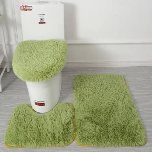 3Pcs/set Soft Solid Color Bath Mat Non-slip Non-slip Bath WC Carpets Rectangle U-shape Bathroom Toilet Rugs Floor Mat Door Mat