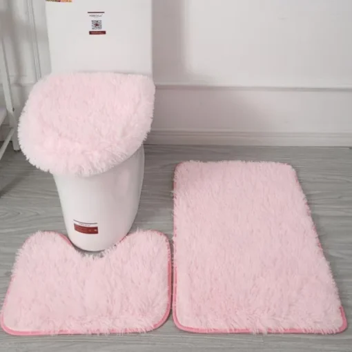 3Pcs/set Soft Solid Color Bath Mat Non-slip Non-slip Bath WC Carpets Rectangle U-shape Bathroom Toilet Rugs Floor Mat Door Mat